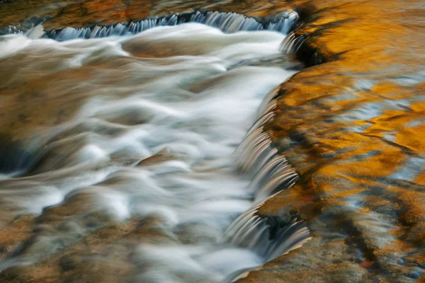 Landscape Cascade Autrain Falls Captured Motion Blur Illuminated Reflected Color — Stock Photo, Image