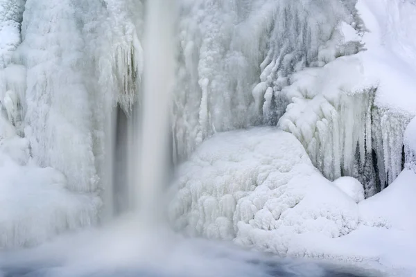 Paisagem Inverno Cascata Comstock Creek Emoldurada Por Gelo Capturada Com — Fotografia de Stock