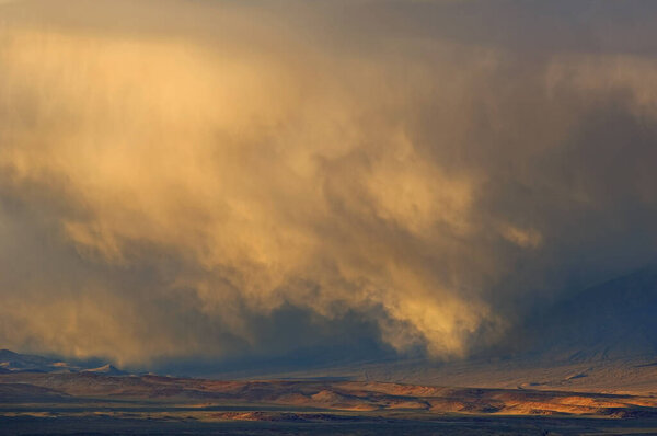 Landscape storm over Owens Valley, Eastern Sierra Nevada Mountains, California, USA