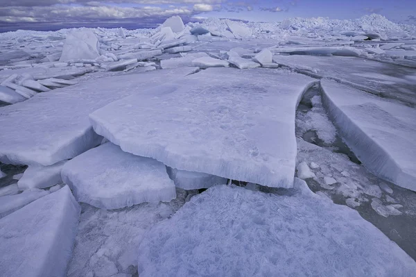 Paysage Des Éclats Glace Bleue Détroit Mackinac Lac Michigan Michigan — Photo