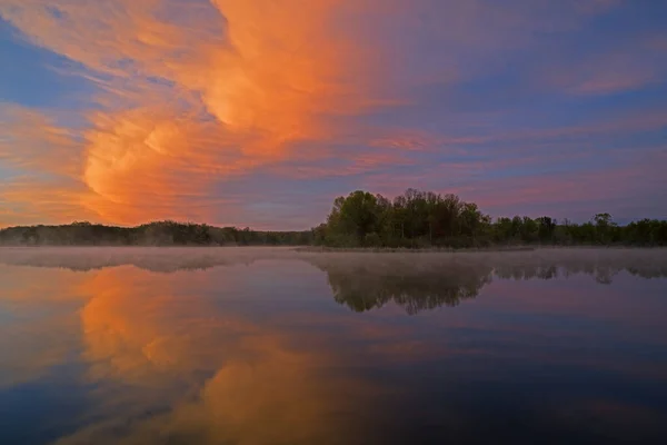 Landschaft Morgengrauen Des Whitford Lake Fort Custer State Park Michigan — Stockfoto