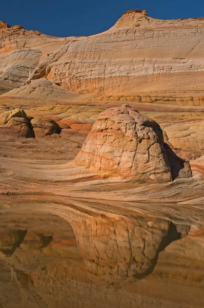 Desert Landscape Rock Formations Rain Pool Coyote Buttes Paria Canyon — Stock Photo, Image