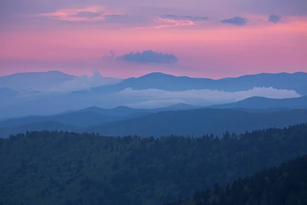 Paisagem Crepúsculo Das Grandes Montanhas Smoky Clingman Dome Carolina Norte — Fotografia de Stock