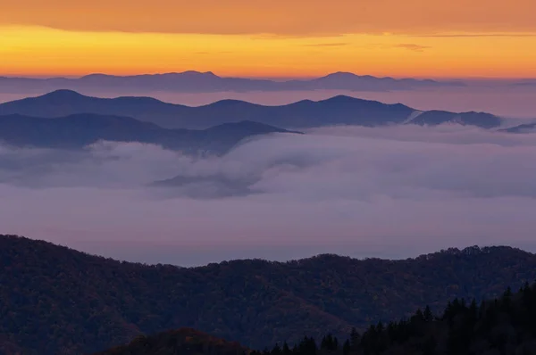 Paisaje Amanecer Desde Clingman Dome Great Smoky Mountains National Park — Foto de Stock