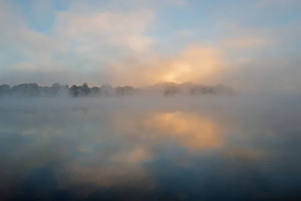 Paysage Brumeux Aube Lac Whitford Fort Custer State Park Michigan — Photo