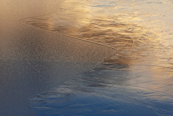 Paisaje Invernal Abstracto Patrón Hielo Amanecer Lake Doster Michigan — Foto de Stock