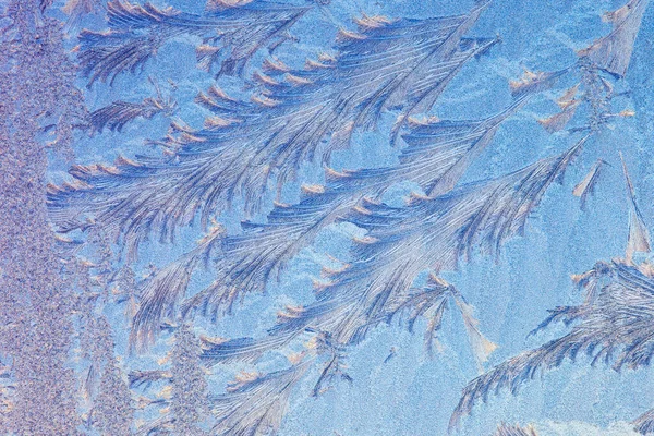 Einem Kalten Wintermorgen Bildet Sich Frost Mustern Auf Fensterscheiben — Stockfoto