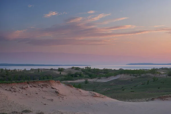 Paisaje Verano Amanecer Duna Costa Del Lago Michigan Sleeping Bear — Foto de Stock