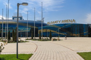 Almatı, Kazakistan - 12 Ekim 2016: Ice arena Almatı Arena Kış Üniversite Oyunları 2017 Almatı şehrinde 2016 yılında yaptırılmıştır.