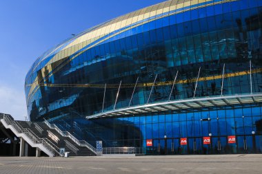 Almatı, Kazakistan - 12 Ekim 2016: Ice arena Almatı Arena Kış Üniversite Oyunları 2017 Almatı şehrinde 2016 yılında yaptırılmıştır.