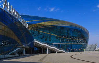 Almatı, Kazakistan - 12 Ekim 2016: Ice arena Almatı Arena Kış Üniversite Oyunları 2017 Almatı şehrinde 2016 yılında yaptırılmıştır.