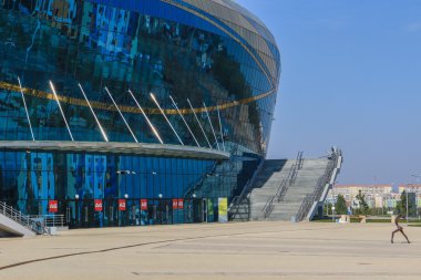 Almatı, Kazakistan - 12 Ekim 2016: Ice arena Almatı Arena Kış Üniversite Oyunları 2017 Almatı şehrinde 2016 yılında yaptırılmıştır.