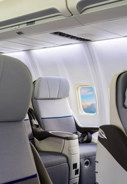 Leere Sitze Und Fenster Flugzeug — Stockfoto
