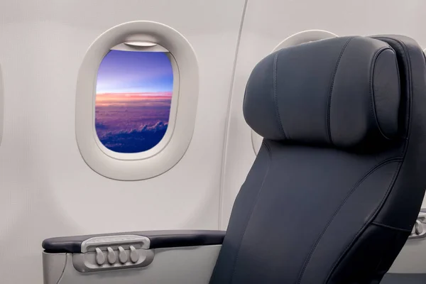 Пустое Сиденье Окно Внутри Самолета — стоковое фото