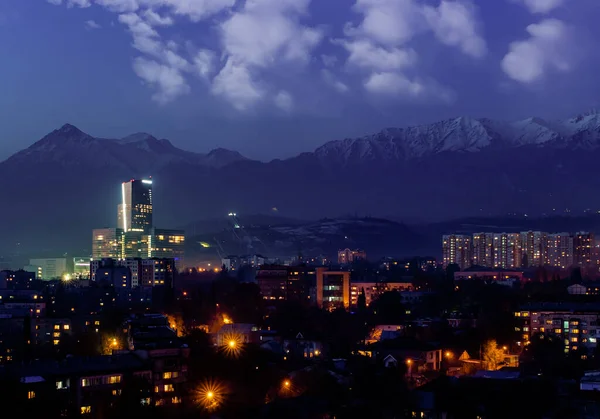 Almaty Town Nattutsikt Över Staden — Stockfoto