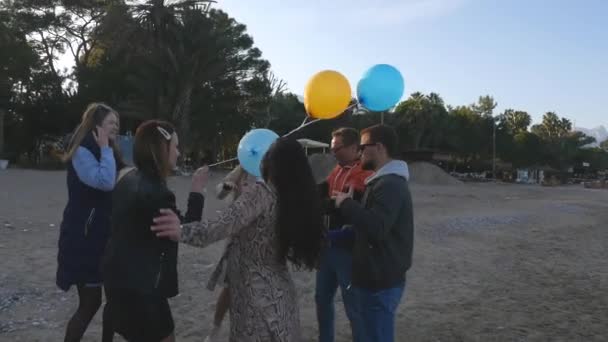 Friends having fun together outdoors — Stock Video