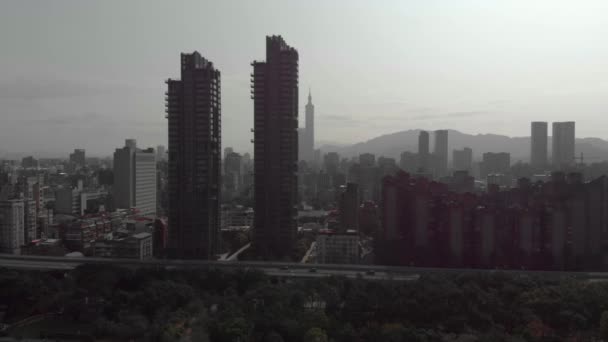 Letecký Pohled Město Taipei Tchaj Wan — Stock video