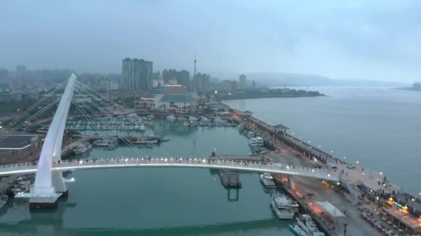 Вид Воздуха Мост Любовника Тамсуи Тайвань — стоковое видео