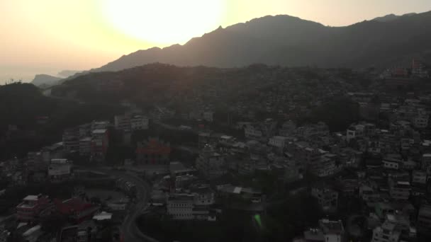 Jiufen Hava Görünümünü Yazım Jioufen Chiufen Bir Dağ Alan Ruifang — Stok video