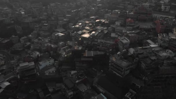 Légi Felvétel Jiufen Jioufen Vagy Chiufen Pontosan Hegyi Környezetben Részben — Stock videók
