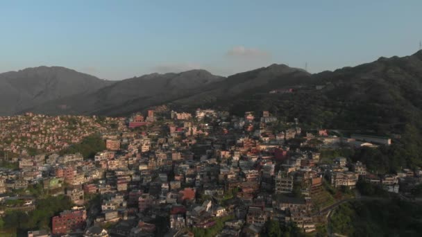 Jiufen Hava Görünümünü Yazım Jioufen Chiufen Bir Dağ Alan Ruifang — Stok video