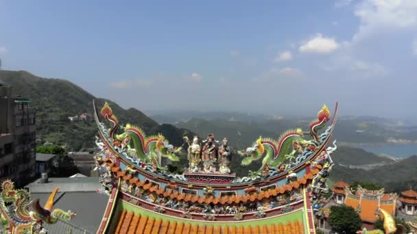 Vista Aérea Jiufen También Escrito Jioufen Chiufen Una Zona Montaña — Vídeos de Stock