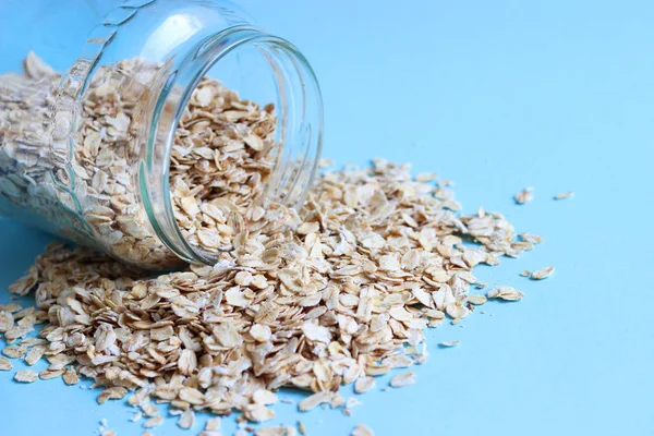 Oat Flakes Jar Beautiful Background Healthy Food Proper Nutrition — Stock Photo, Image