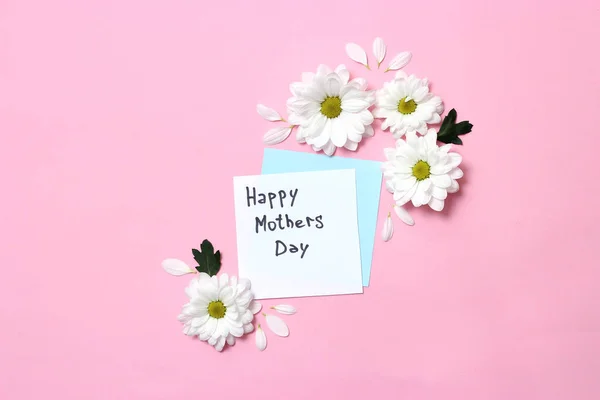 Красива Композиція Квітів Дня Матері Листівка Щасливий День Матері Пастельному — стокове фото