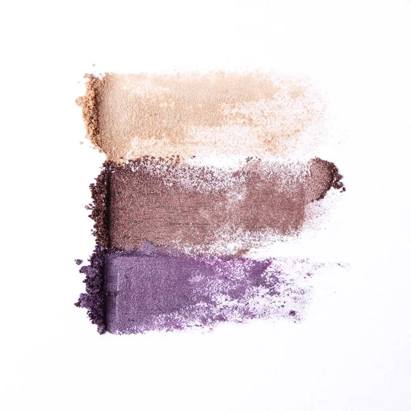 Several Cosmetic Eye Shadow Shadows Different Colors Eyes White Background — Stock Photo, Image