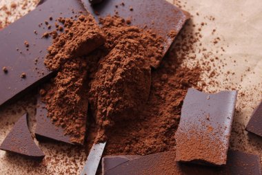 çikolata ve kakao parçalar. siyah çikolata.