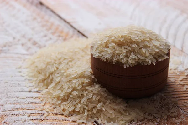 Riso Utensili Legno Fondo Legno Semole Utili Dieta Sana Dieta — Foto Stock