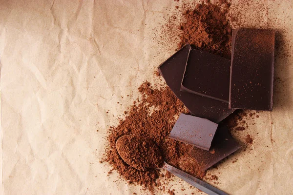 Morceaux Chocolat Cacao Chocolat Noir — Photo