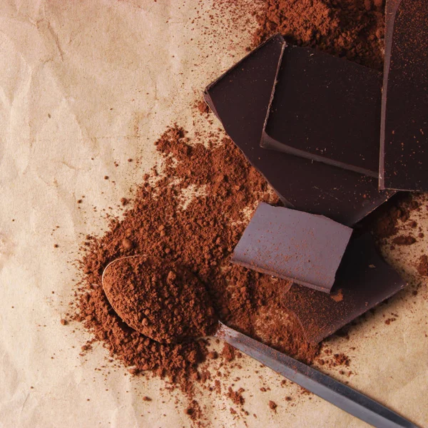 Morceaux Chocolat Cacao Chocolat Noir — Photo