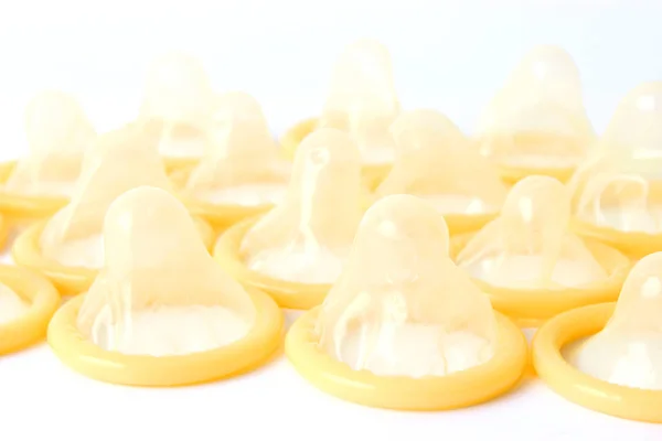 Many Condoms Isolated White Protection Safe Sex — Stock Photo, Image