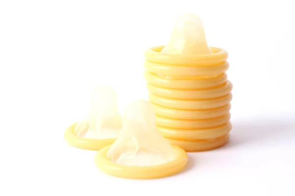 Many Condoms Isolated White Protection Safe Sex — Stock Photo, Image