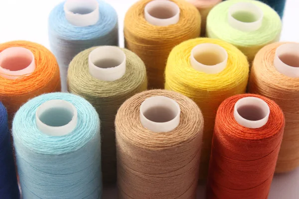 Sewing Thread Different Colors Isolated White — Stock Photo, Image