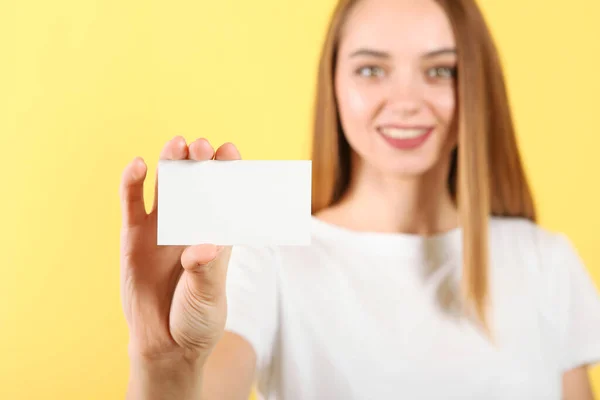 Business Card Female Hand — Stock Photo, Image