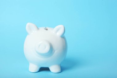 Renkli bir arka planda domuzcuk kumbarası. Tasarruf kavramı.