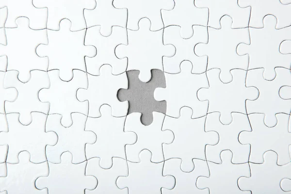 Puzzle Blanc Sur Fond Coloré Vue Dessus — Photo