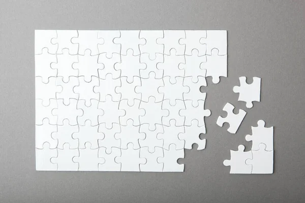 White Puzzle Colored Background Top View — Stock Photo, Image