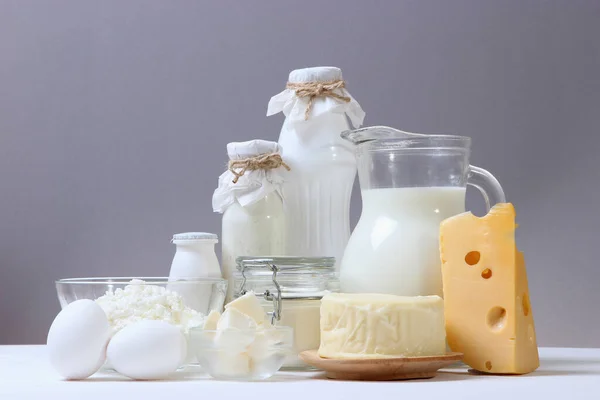set of dairy products on the table.