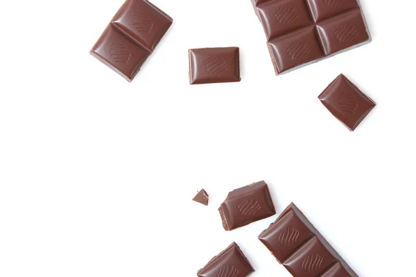 Sjokoladebiter Isolert Hvitt – stockfoto