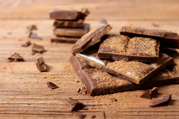 Stukjes Chocolade Cacaopoeder Tafel — Stockfoto