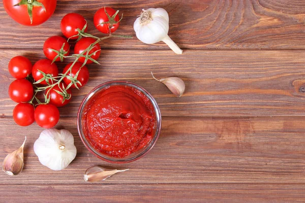 Tomato Paste Fresh Tomato Table — Stock Photo, Image