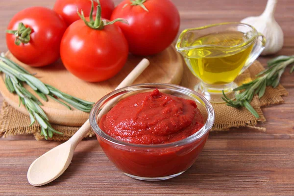 Tomatenpasta Van Verse Tomaat Tafel — Stockfoto