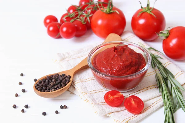 Tomato Paste Fresh Tomato Table — Stock Photo, Image