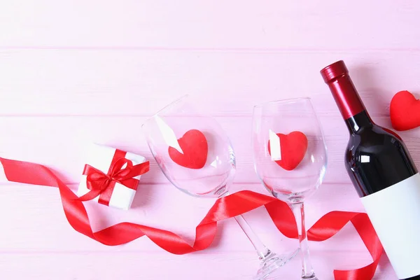 Окуляри Серця Кольоровому Задньому Плані День Святого Валентина — стокове фото