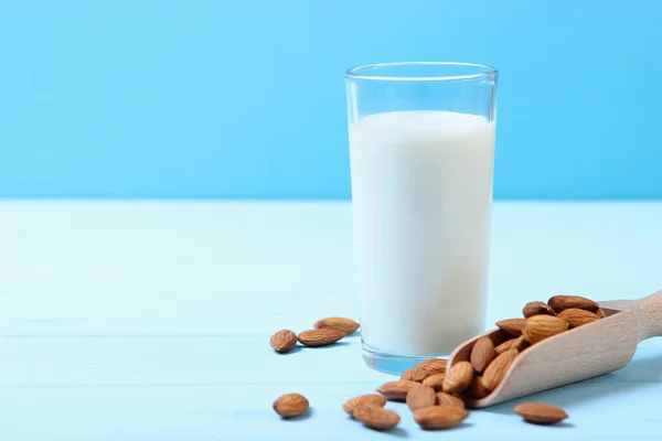 Lait Amande Des Amandes Sur Table Lait Végétal Lait Végétarien — Photo