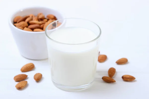 Almond Milk Almonds Table Vegetable Milk Vegetarian Milk — Stock Photo, Image