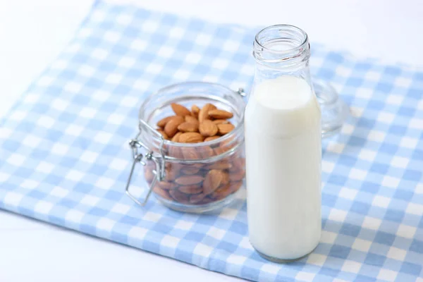 Leche Almendras Almendras Sobre Mesa Leche Vegetal Leche Vegetariana —  Fotos de Stock